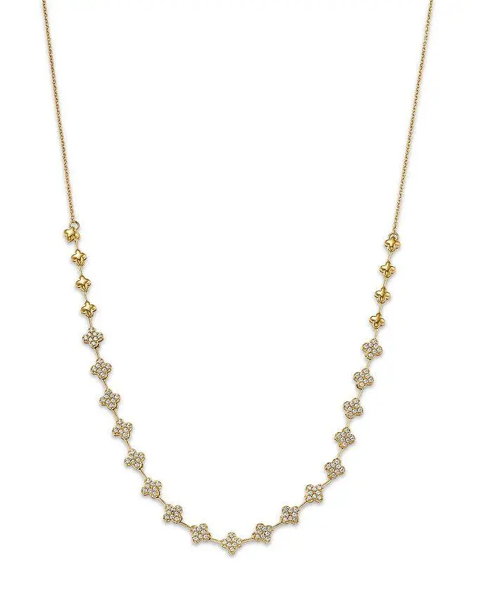 Bloomingdale's Fine Collection Diamond Clover Cluster Collar Necklace in 14K Yellow Gold, 0.50 tcw