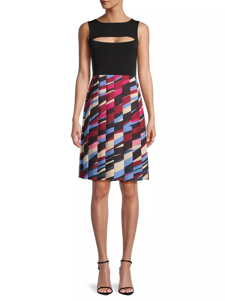 Laundry by Shelli Segal Pleated Geometric Cut-Out Dress 3