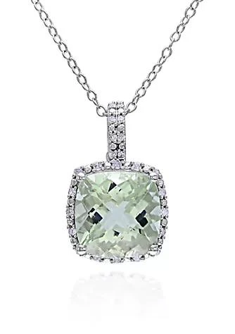 Belk 
Co. Green Amethyst and Diamond Pendant in Sterling Silver