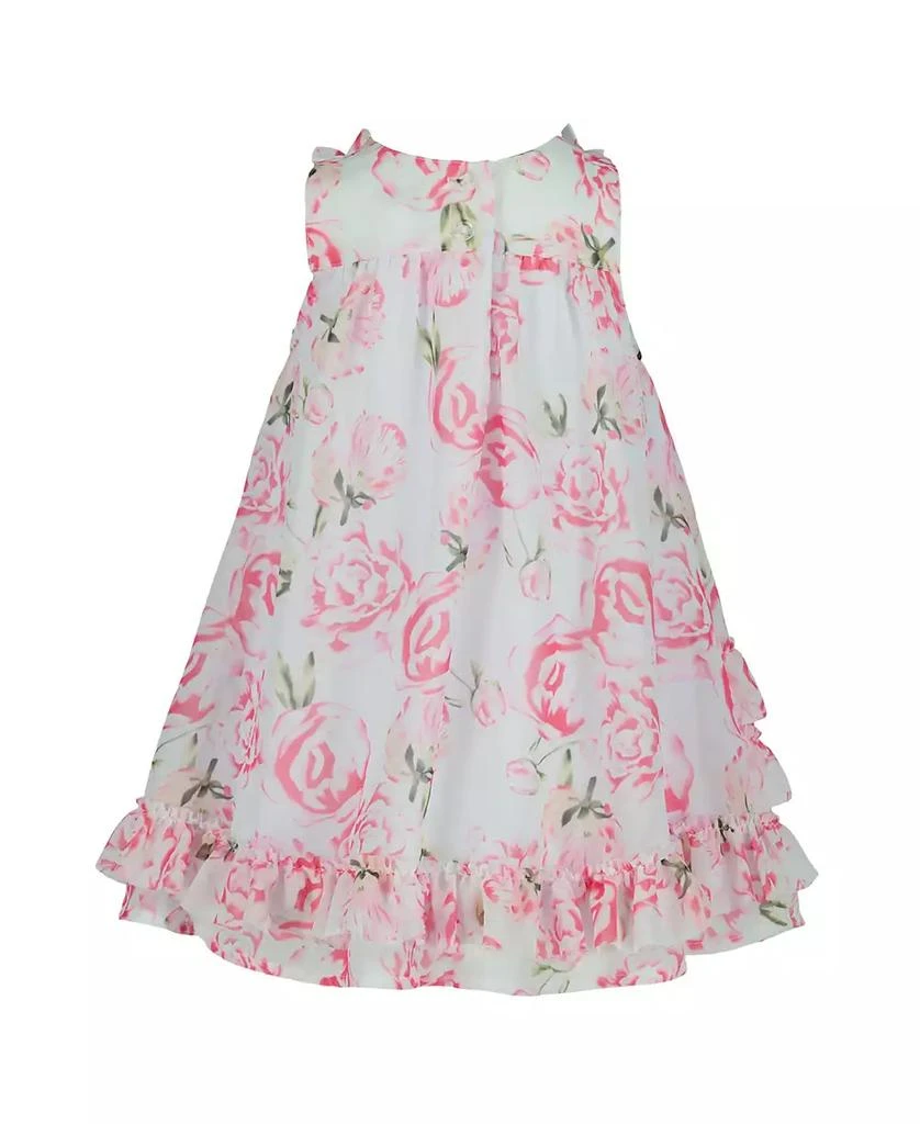 Blueberi Boulevard Baby Girls Ruffle Trim Floral Tent Dress Straw Hat Set 3