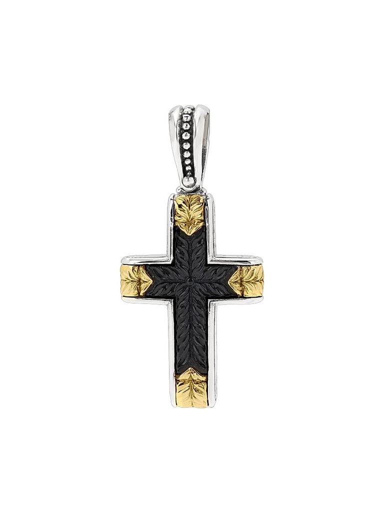 Konstantino Laconia Sterling Silver, 18K Yellow Gold & Onyx Cross Pendant