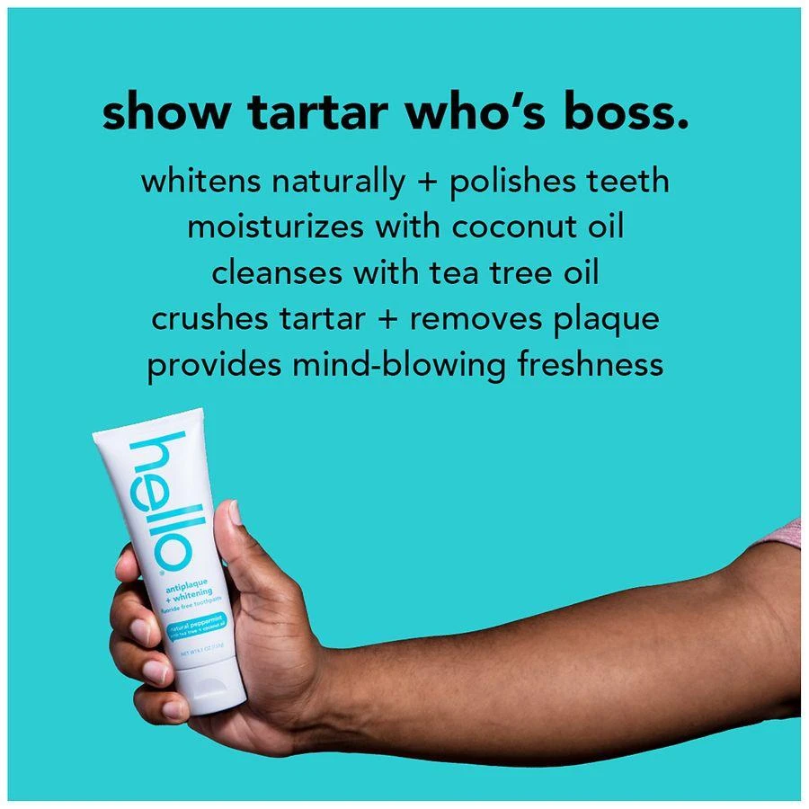 Hello Fluoride Free Toothpaste, Antiplaque + Whitening Tea Tree 6