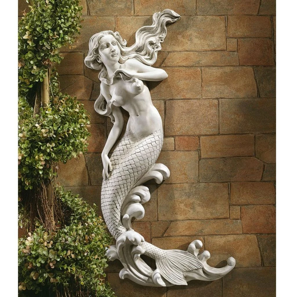 Hivvago Outdoor Patio Wall Decor Mermaid Wall-Mounted Garden Statue