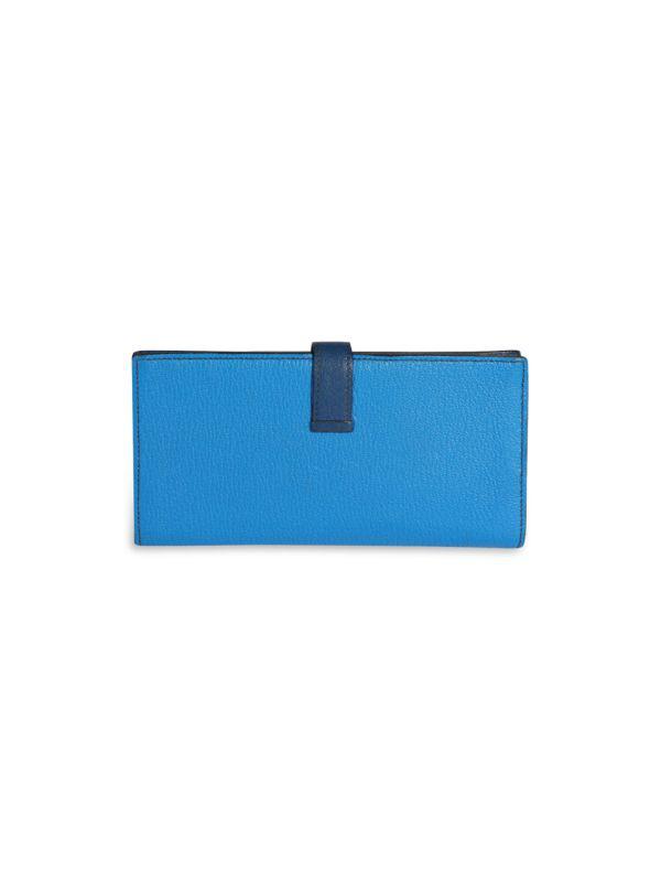 HERMÈS Hermès Bleu Izmir Bleu Saphir Chévre Leather Béarn Wallet Phw