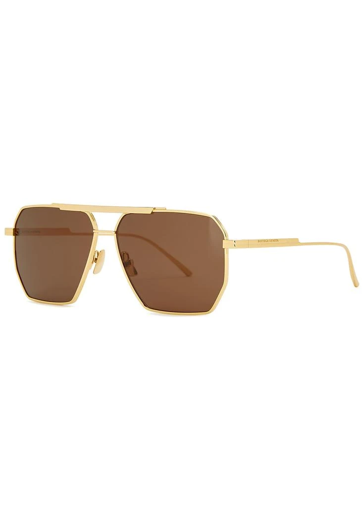 Bottega Veneta Gold-tone aviator-style sunglasses 1