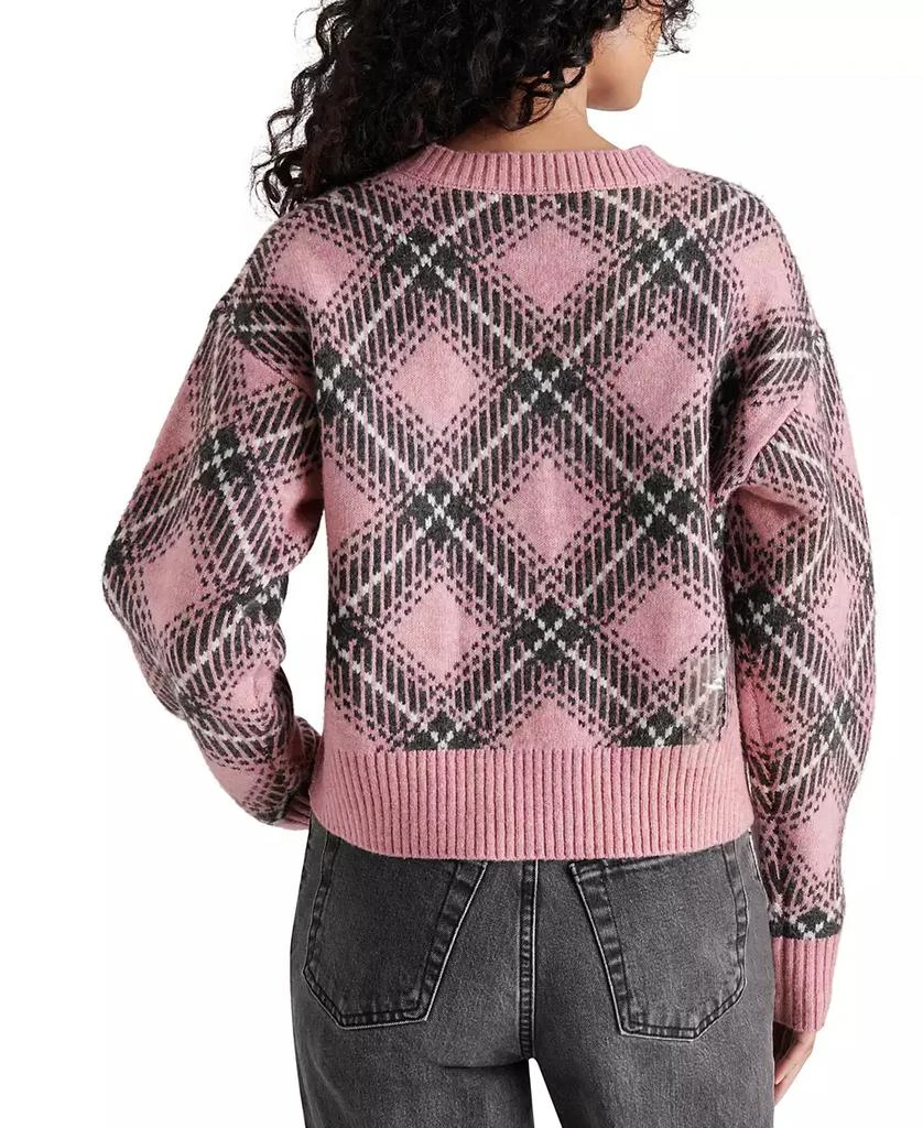 Steve Madden Women's Becka Argyle Plaid Crewneck Sweater 3