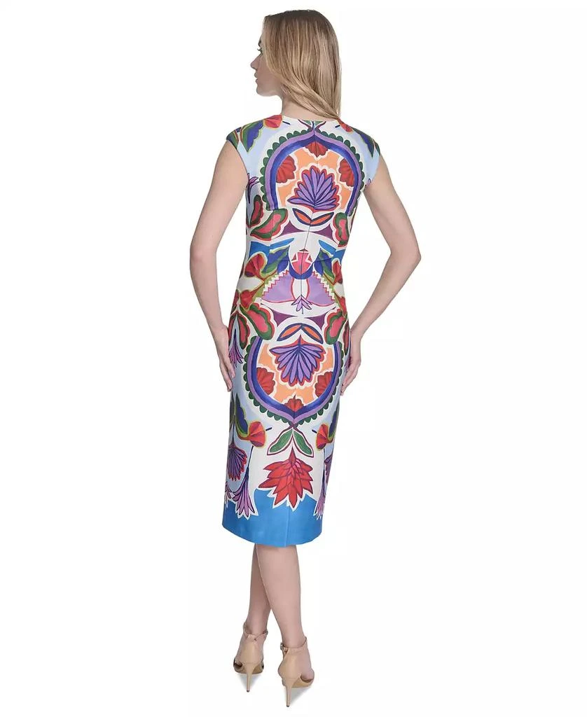 Vince Camuto Petite Placement-Print Cap-Sleeve Midi Dress 4
