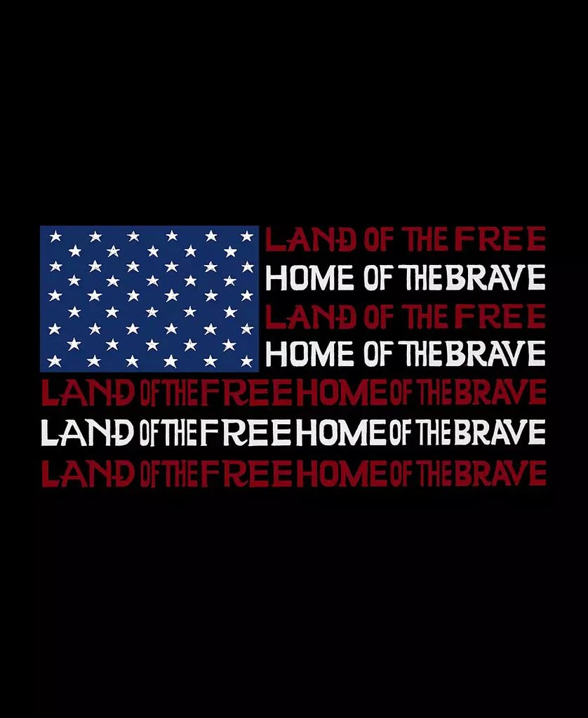 LA Pop Art Men's Land of The Free American Flag Word Art Hooded Sweatshirt 3