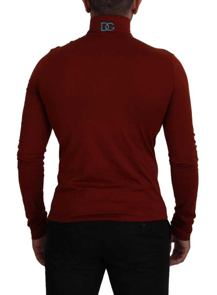 Dolce & Gabbana Maroon Cotton Turtle Neck Zip Sweater 3