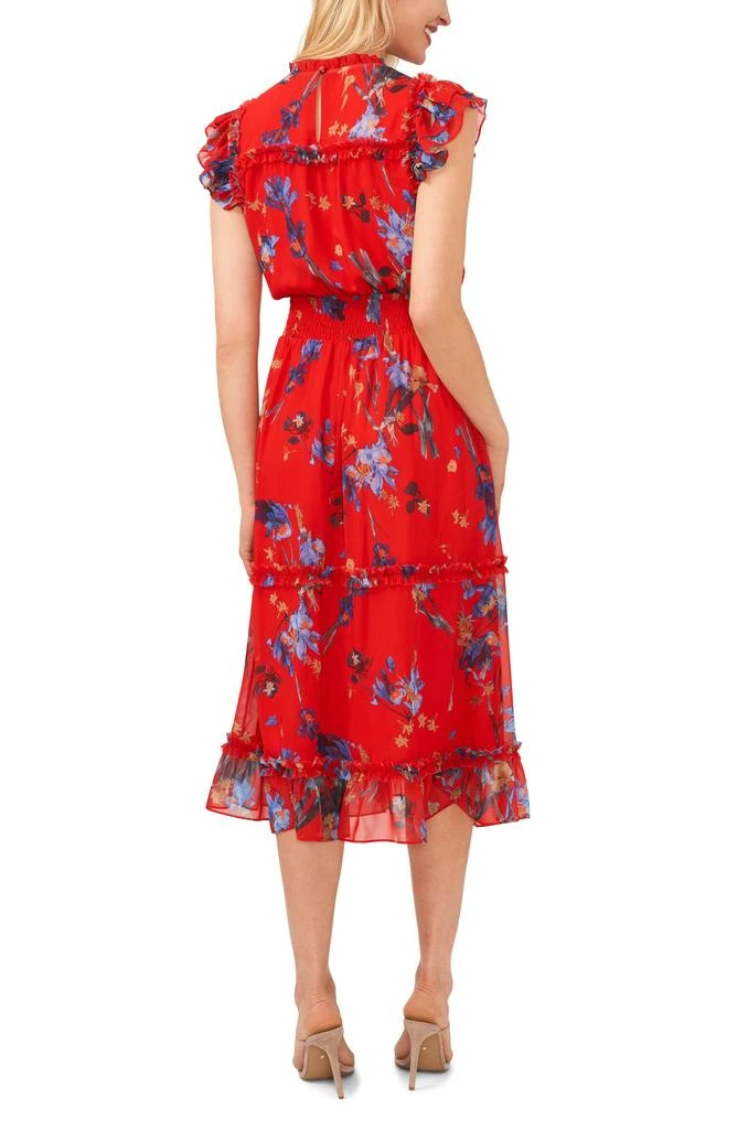 CeCe Floral Smocked Ruffle Midi Dress 2
