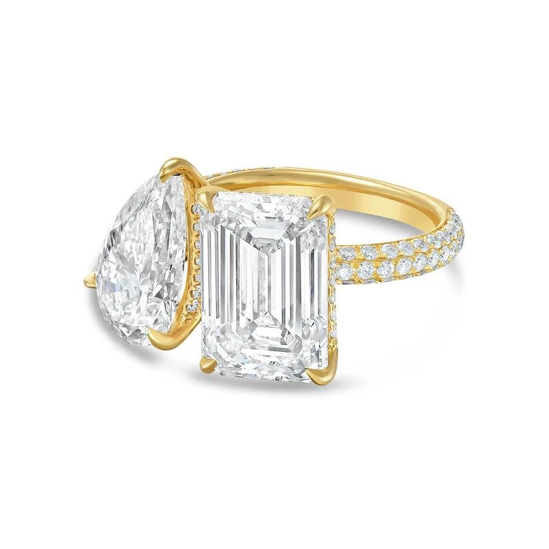 Diana M Jewels 18KT YELLOW GOLD 2 STONE LAB GROWN DIAMOND FASHION RING WEIGHING 5.00 CTS TW 2