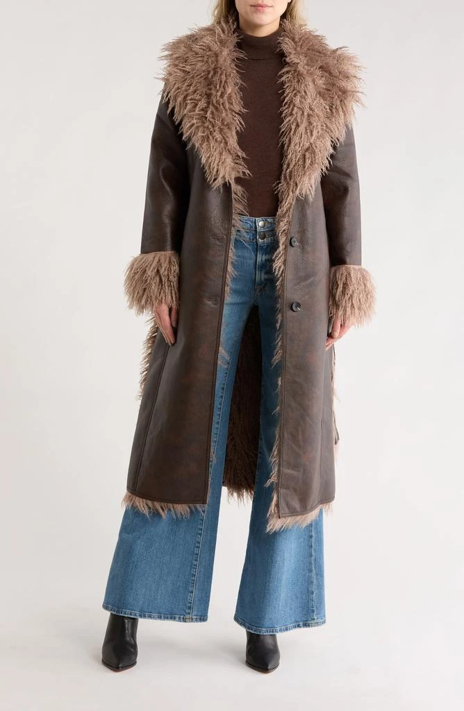 Avec Les Filles Faux Shearling Trim Faux Leather Coat 3