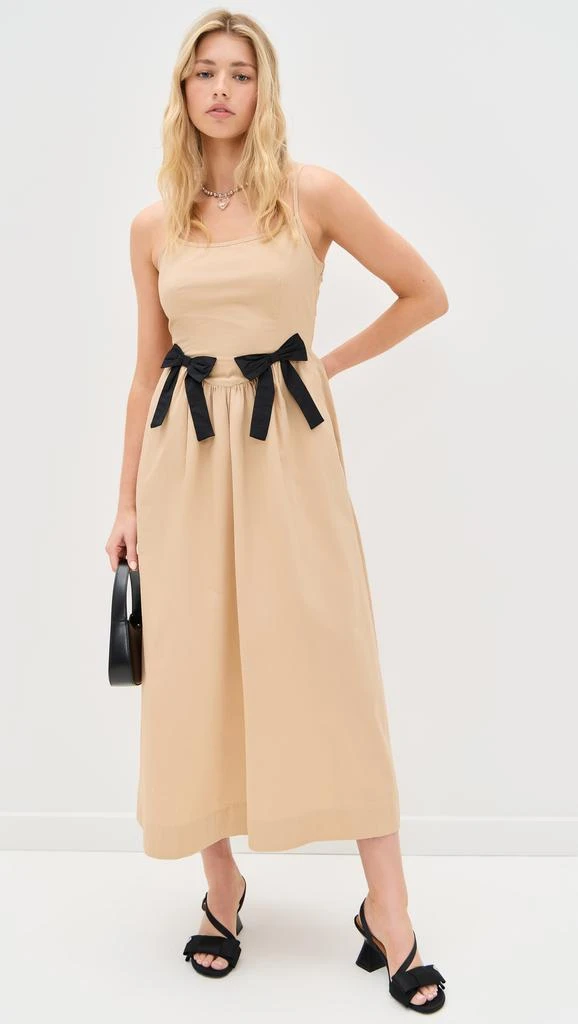 Moon River Sleeveless Square Neck Midi Dress with Contrast Ribbon 7