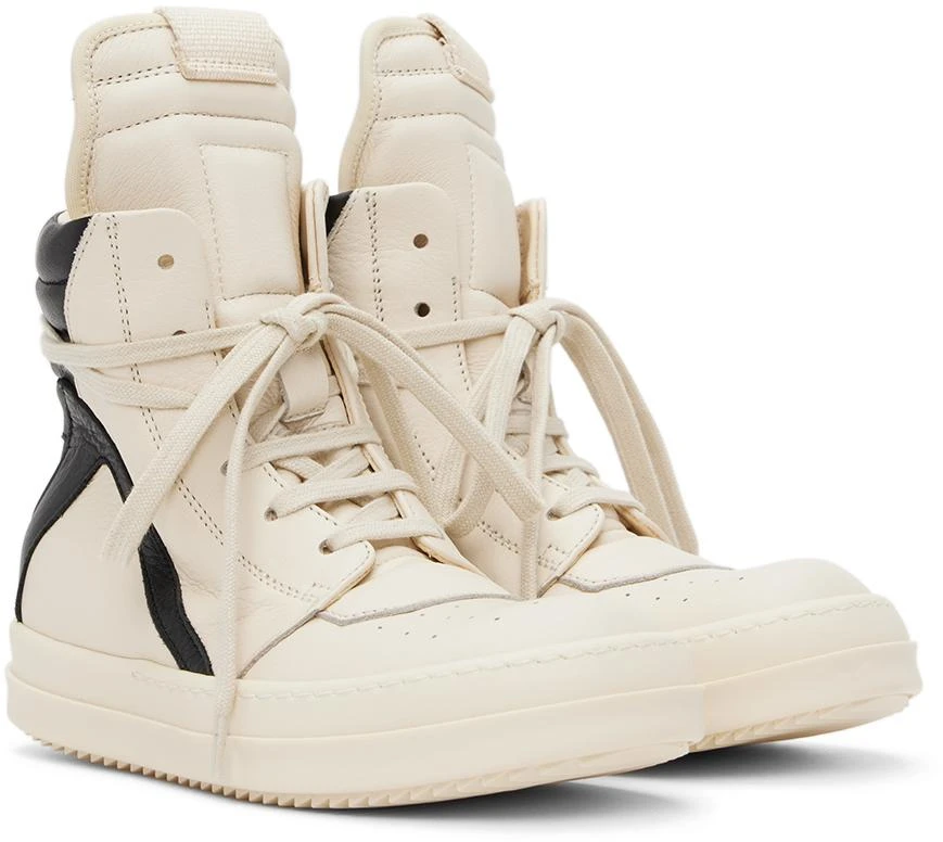 Rick Owens Kids Off-White & Black Geobasket Sneakers 4