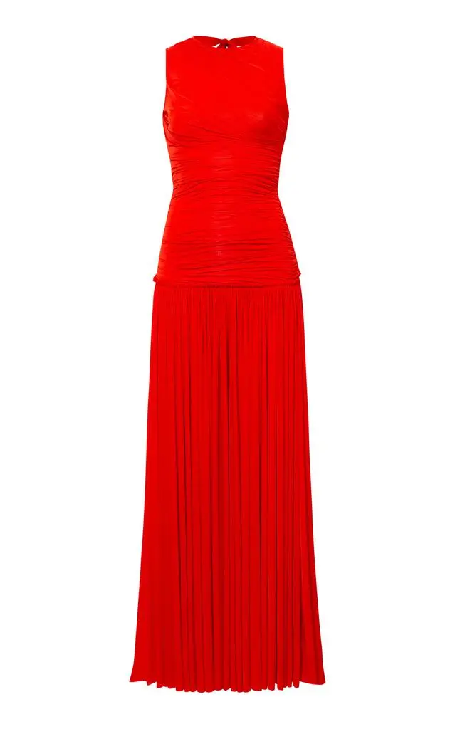 SIEDRÉS SIEDRÉS - Alina Open-Back Ruched Jersey Maxi Dress - Red - EU 36 - Moda Operandi 1