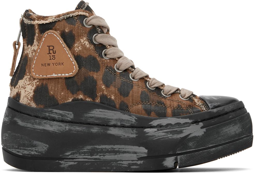 R13 Brown & Black Kurt High Top Sneakers