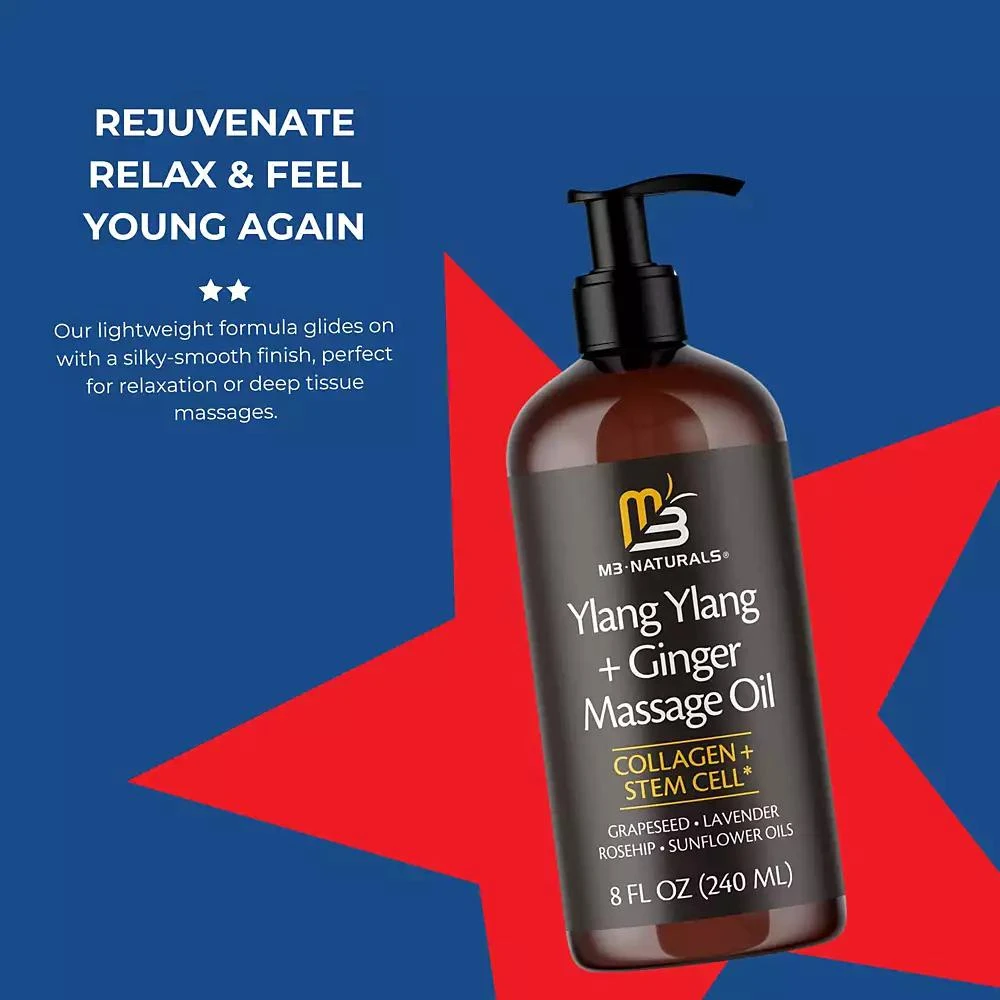 M3 Naturals - Ylang Ylang and Ginger Massage Lotion Infused with Collagen Stem Cell and Natural Essential Oils 2