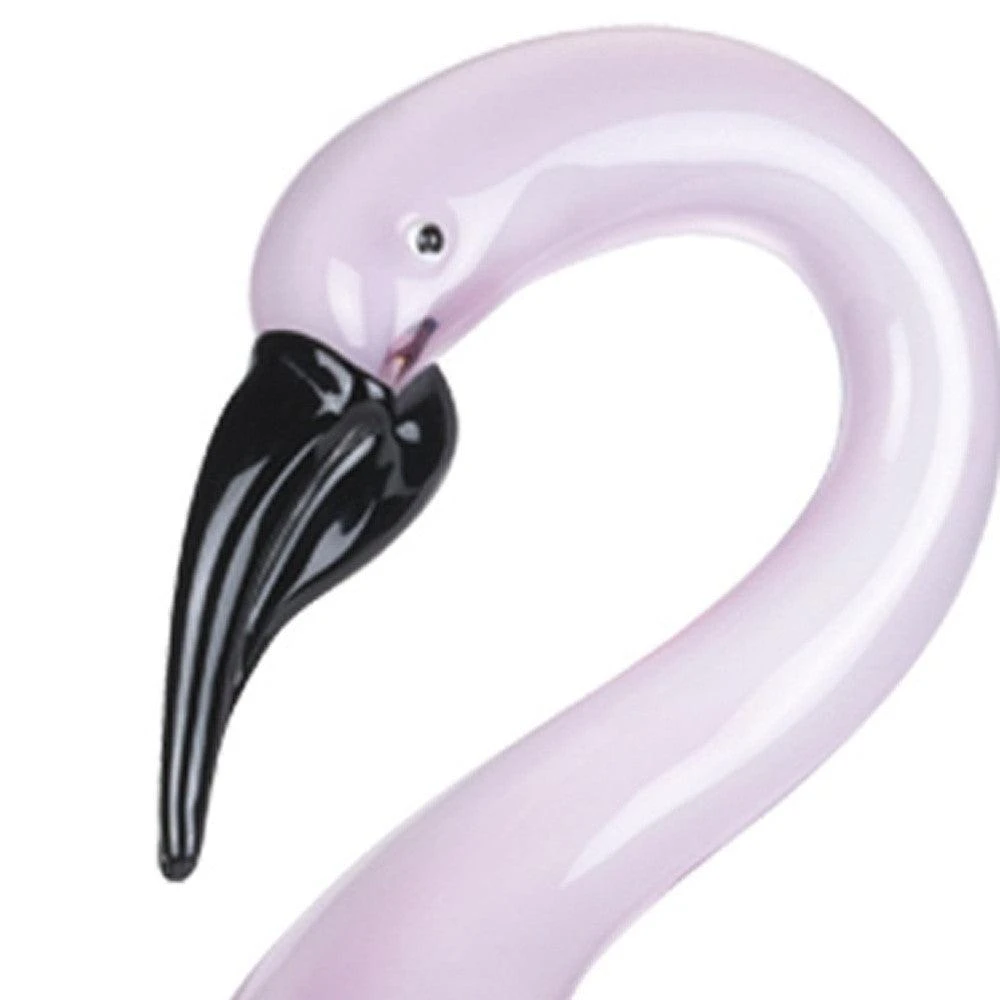 Homezia 15" Pink Murano Glass Flamingo Figurine Tabletop Sculpture 4