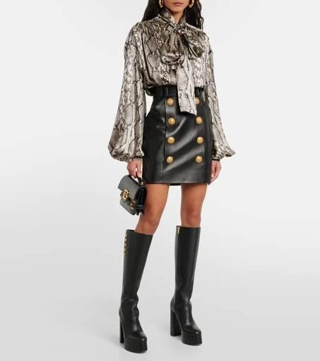 Balmain Snake-print tie-detail silk blouse 2