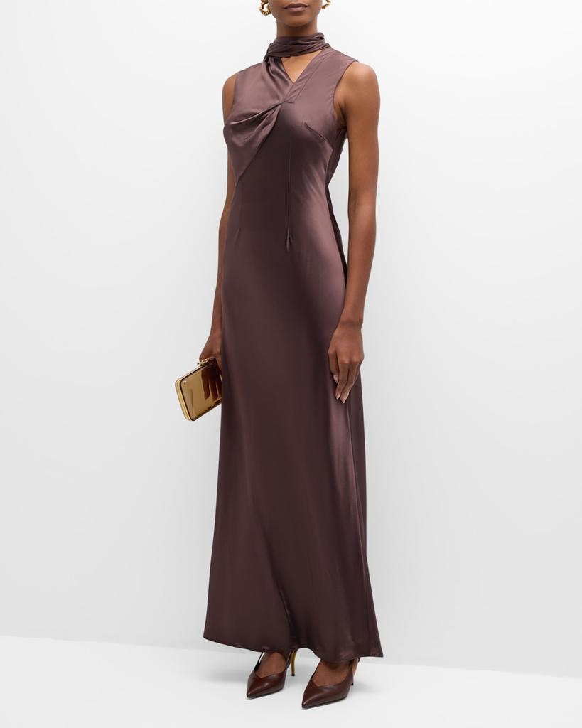 Acler Jeffries Draped Maxi Slip Dress