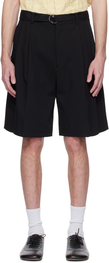CMMN SWDN Black Marshall Pleated Shorts