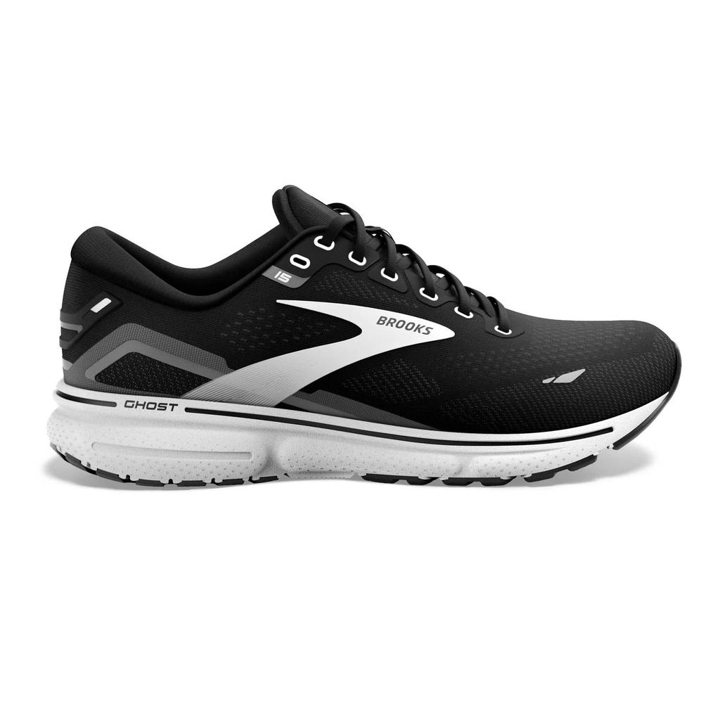 Brooks Men’S Ghost 15 Road Running Shoes - 2E Width In Black/blackened Pearl/white
