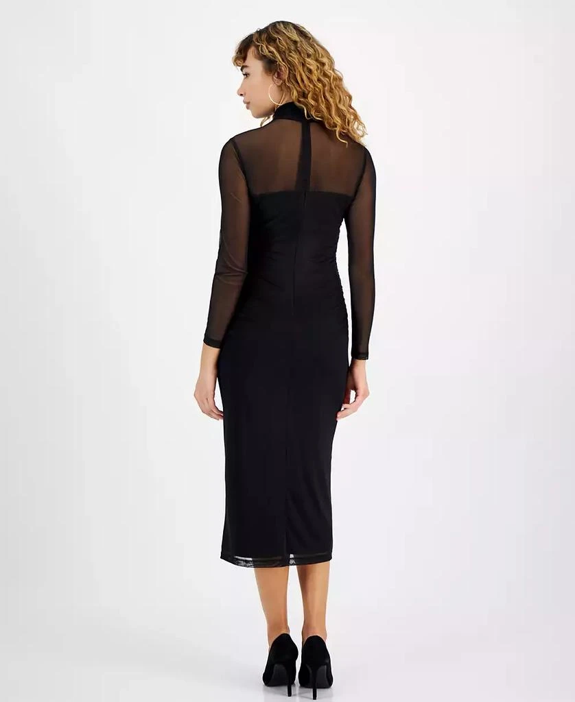 Bar III Women's Long-Sleeve Mesh Turtleneck Dress, Created for Macy's 2