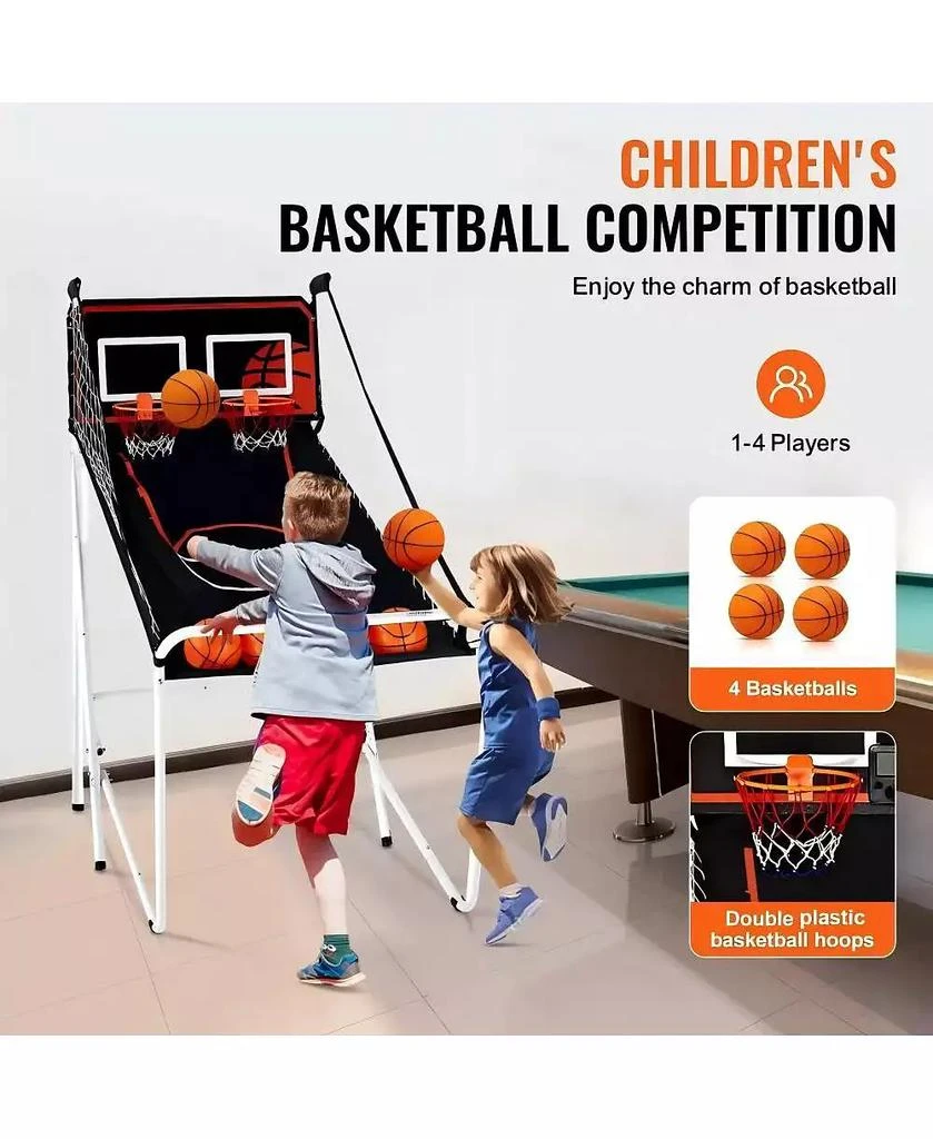 HONGGE Indoor Basketball Arcade Game with Dual Hoops Electronic Scoring Foldable Steel Frame for Family Competition 5