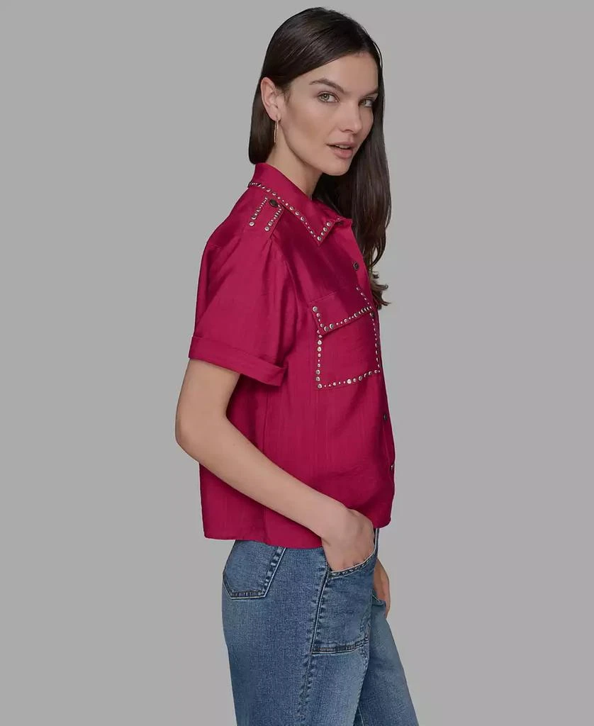 Karl Lagerfeld Paris Women's Studded Short-Sleeve Shirt, P/XS-XL 5