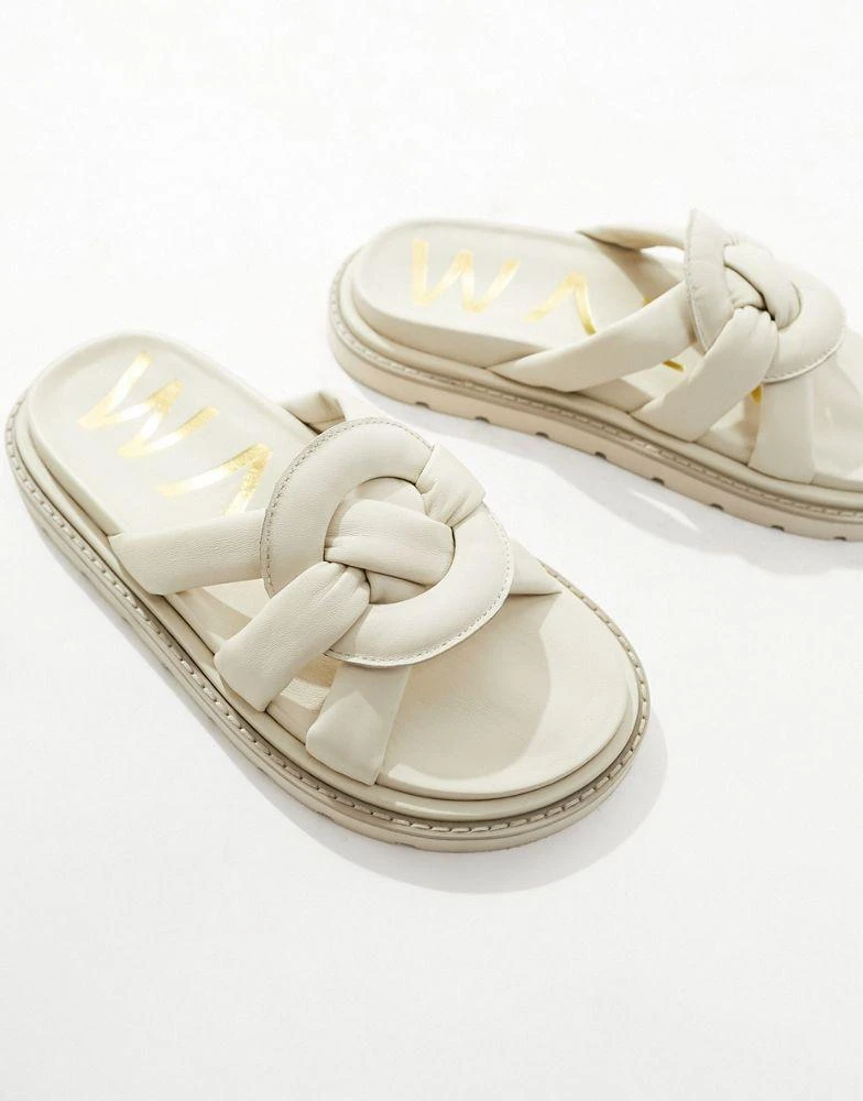 WALK LONDON Walk London Budapest Padded Sandals In Off White Leather 4
