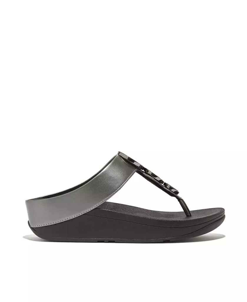 FitFlop Women's Halo Bead-Circle Metallic Toe-Post Sandals