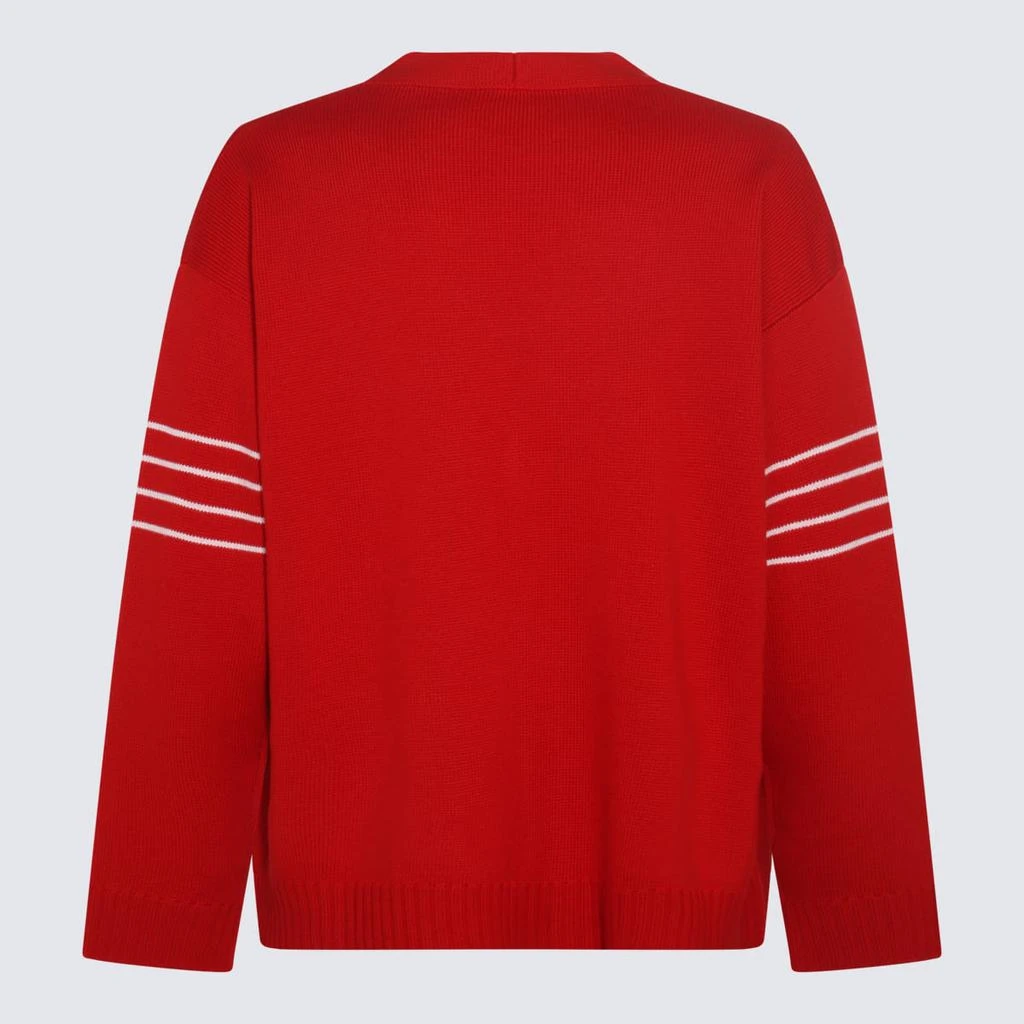 Valentino Red And White Wool Blend Cardigan 2