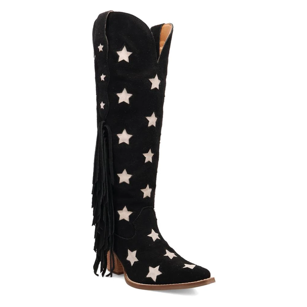 Dingo Super Star Fringe Tooled Inlay Snip Toe Cowboy Boots 2