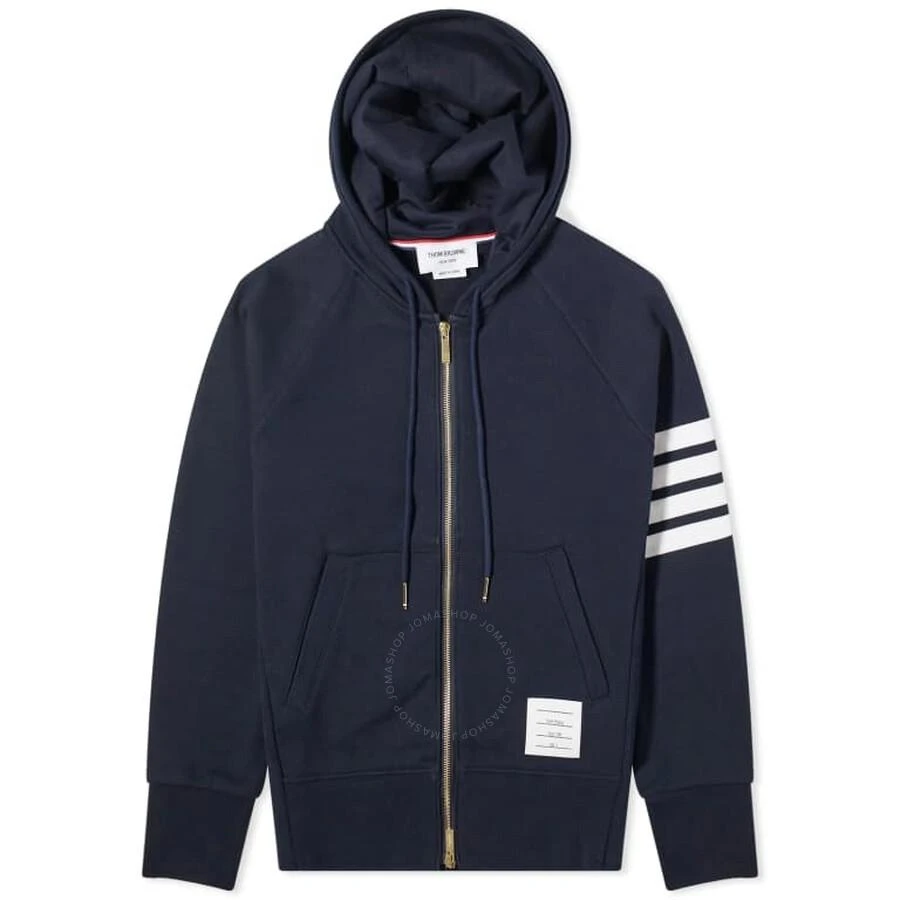 Thom Browne Navy 4-Bar Loopback Full Zip Hoodie 1