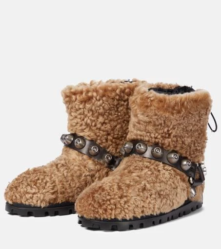 Miu Miu Embellished shearling ankle boots 5