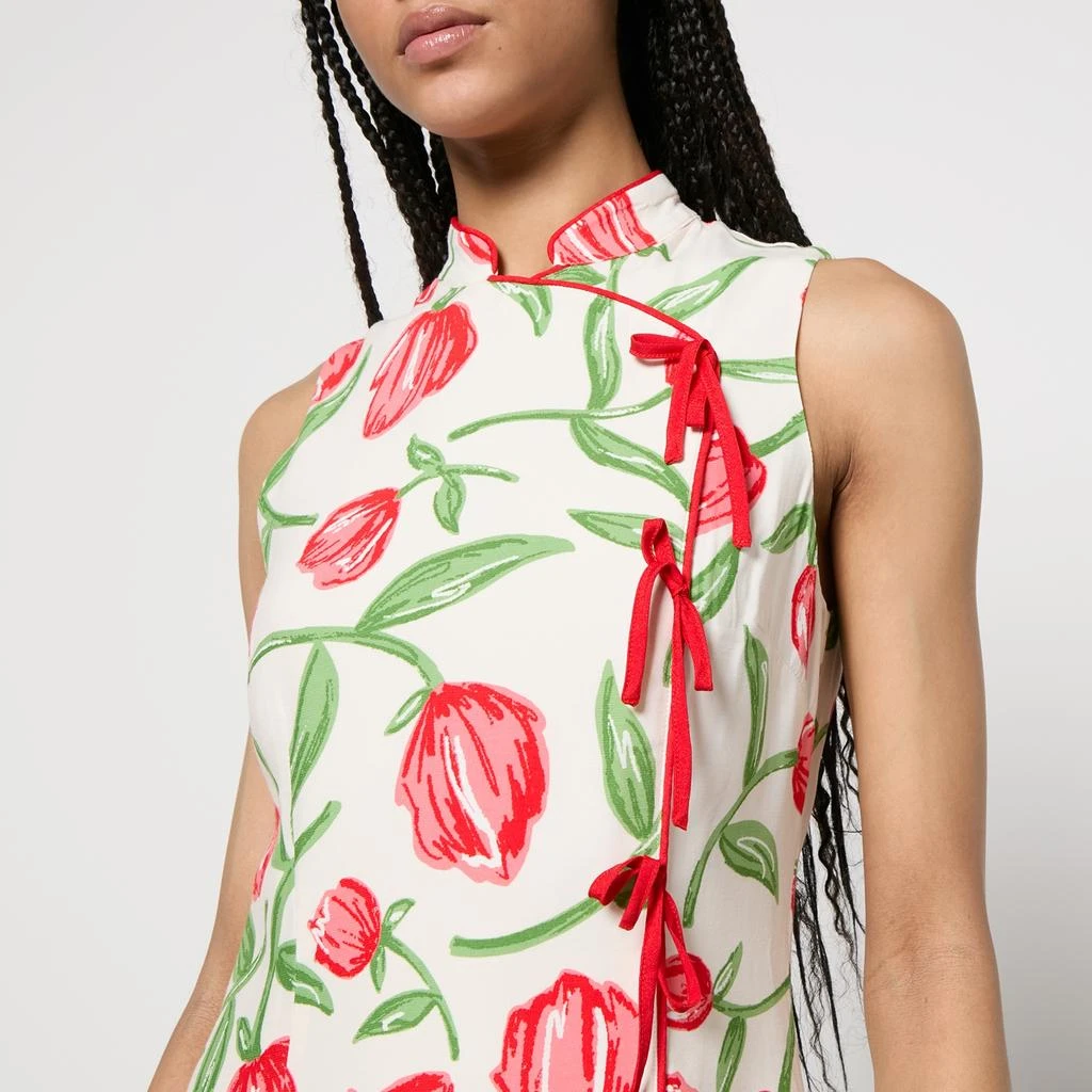 chinese dress ladies Women's Ayana Open Back Mini Dress in Off White Linen, L , Cut Out