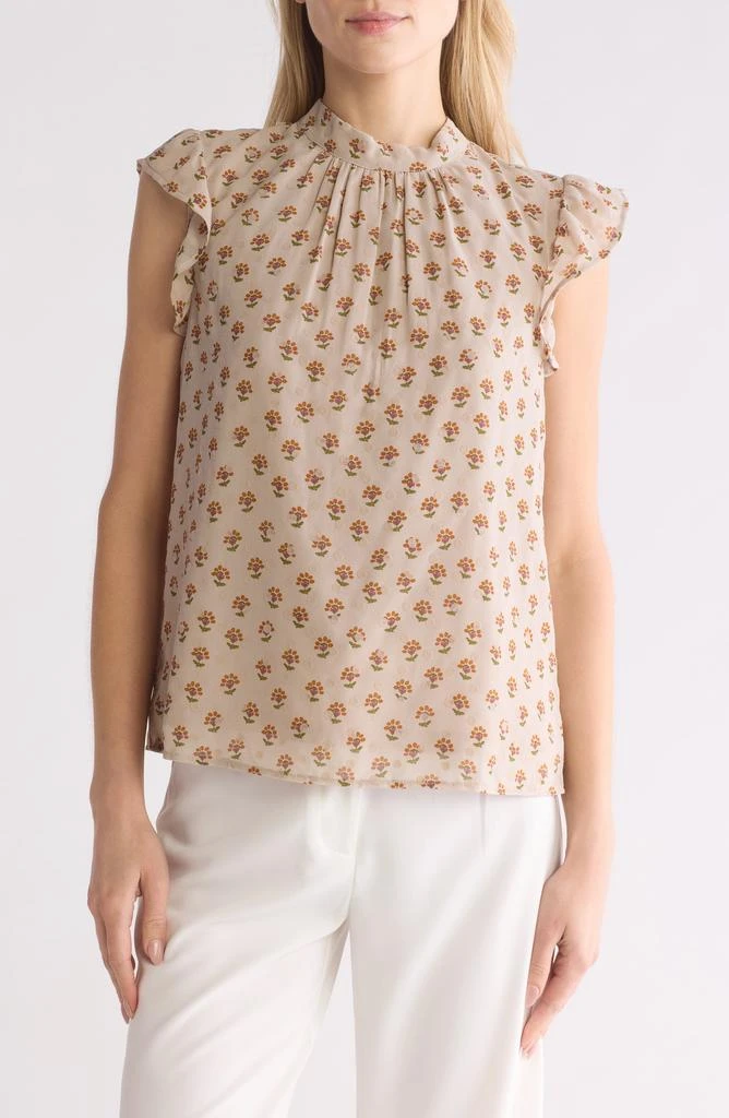 DR2 by Daniel Rainn Floral Print Flutter Sleeve Blouse 1