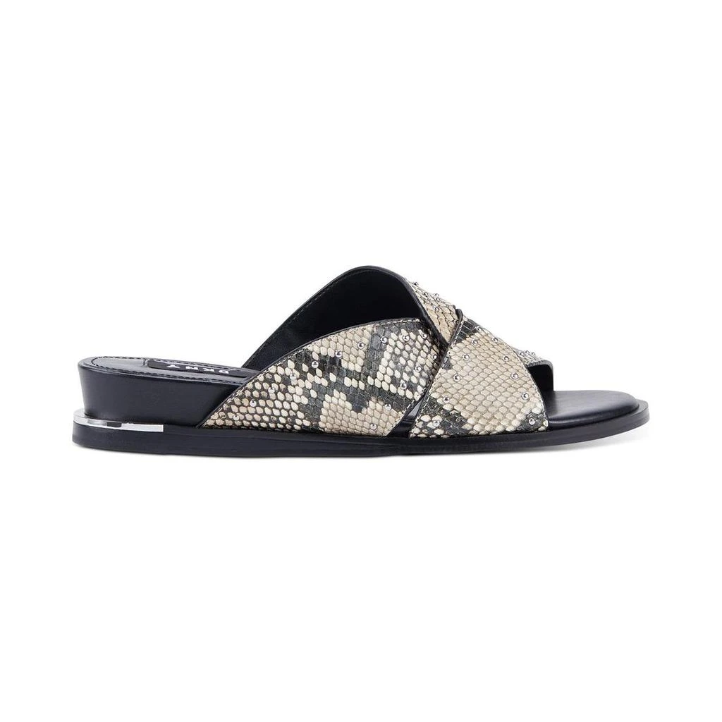 DKNY Della Womens Leather Embossed Wedge Sandals 2