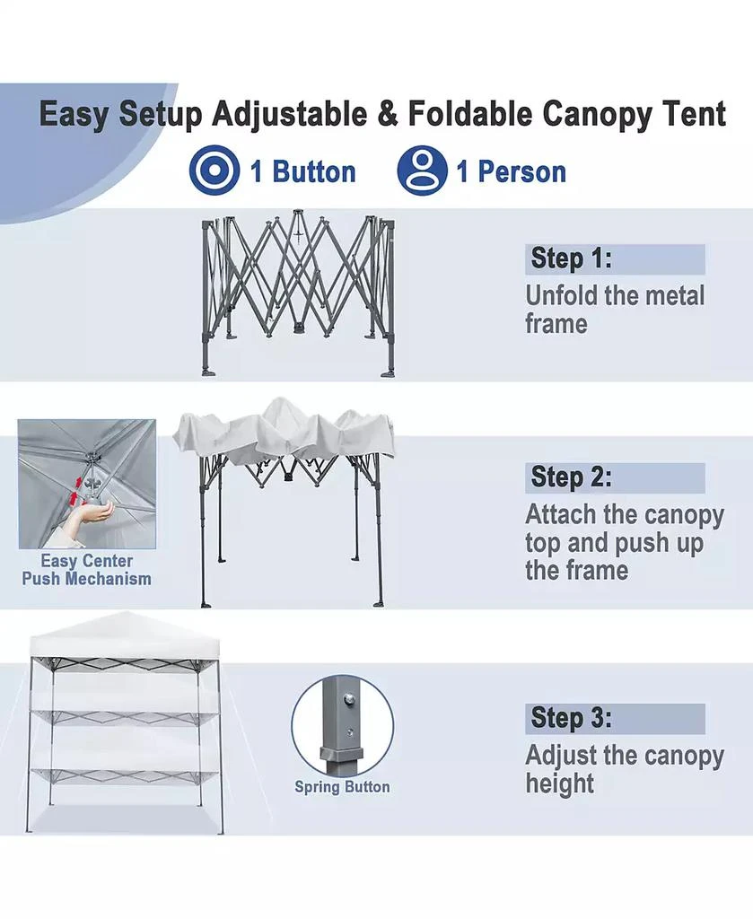Gymax Patio 6.6 x 6.6ft Outdoor Pop-up Canopy Tent UPF 50+ Portable Sun Shelter 6