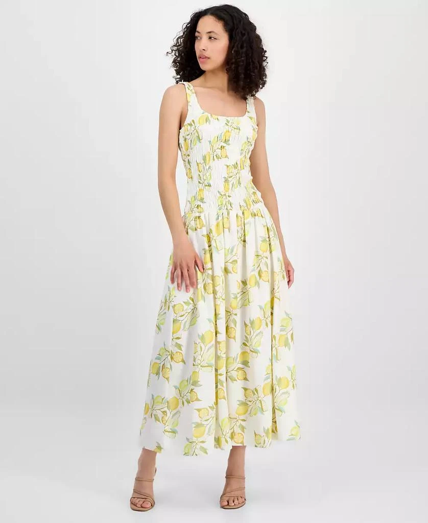 Avec Les Filles Women's Printed Smocked Drop-Waist Maxi Dress 1