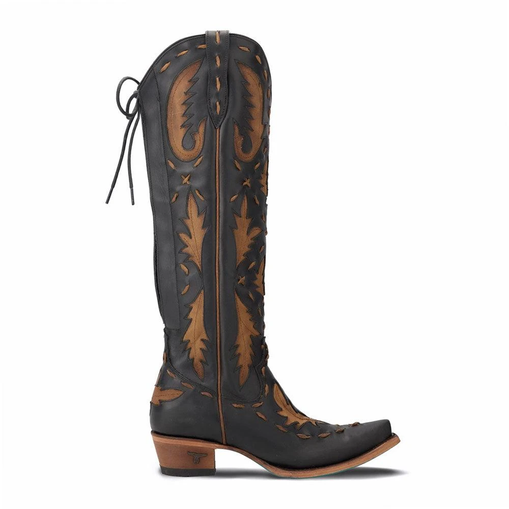 LANE Reverie Overlay Corset Tooled-Inlay Snip Toe Cowboy Boots 1