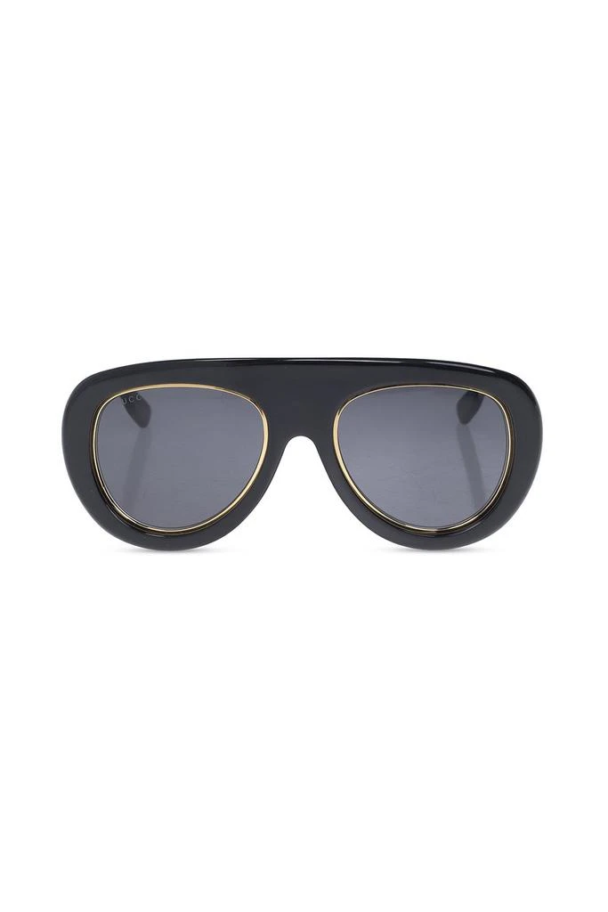 Gucci Gucci Eyewear	Logo Lettering Round Frame Sunglasses 1