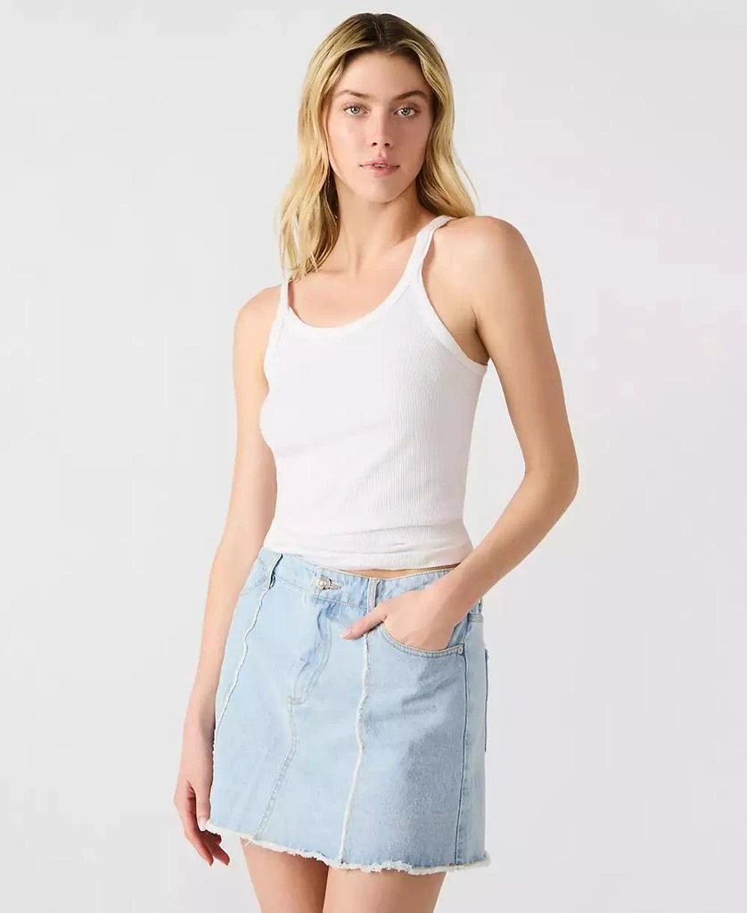 Steve Madden Women
s Cheri Frayed-Edge Denim Skirt 1