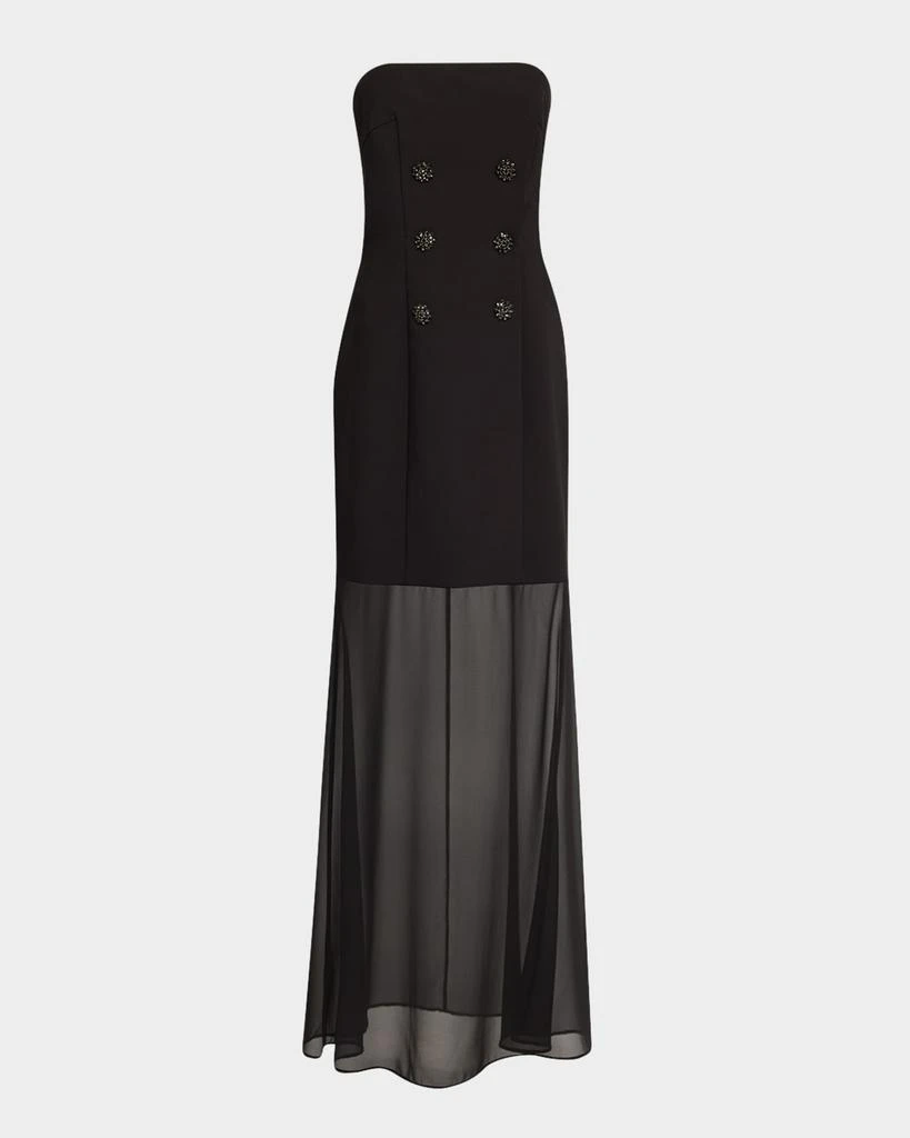 Liv Foster Ally Strapless Sheer-Skirt Crepe Gown 1
