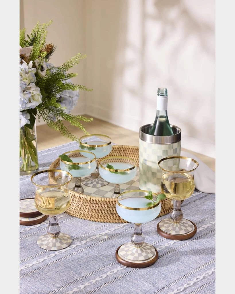 MacKenzie-Childs Sterling Check Rattan Round Serving Tray 2