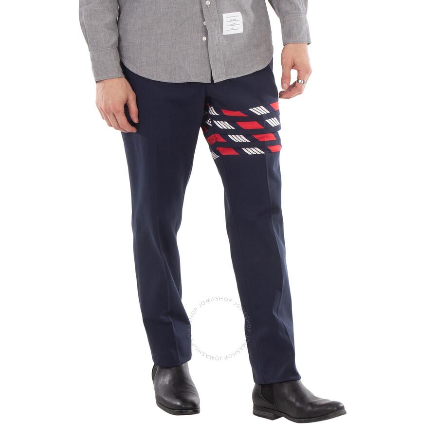 Thom Browne Men
s Blue Cotton 4-Bar Chino Trouser