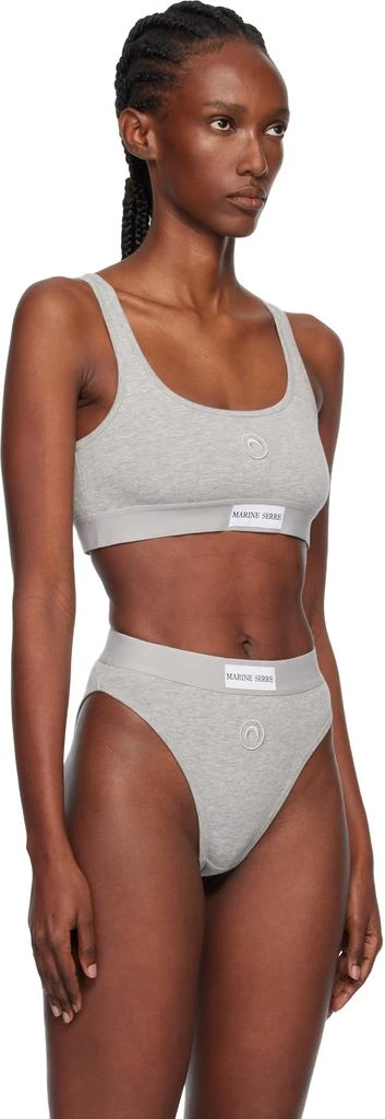 MARINE SERRE Gray Moon Logo Stretched Jersey Sport Bra 2