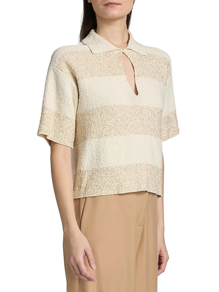 Fabiana Filippi Striped Bouclé Cotton Cropped Polo Top 4