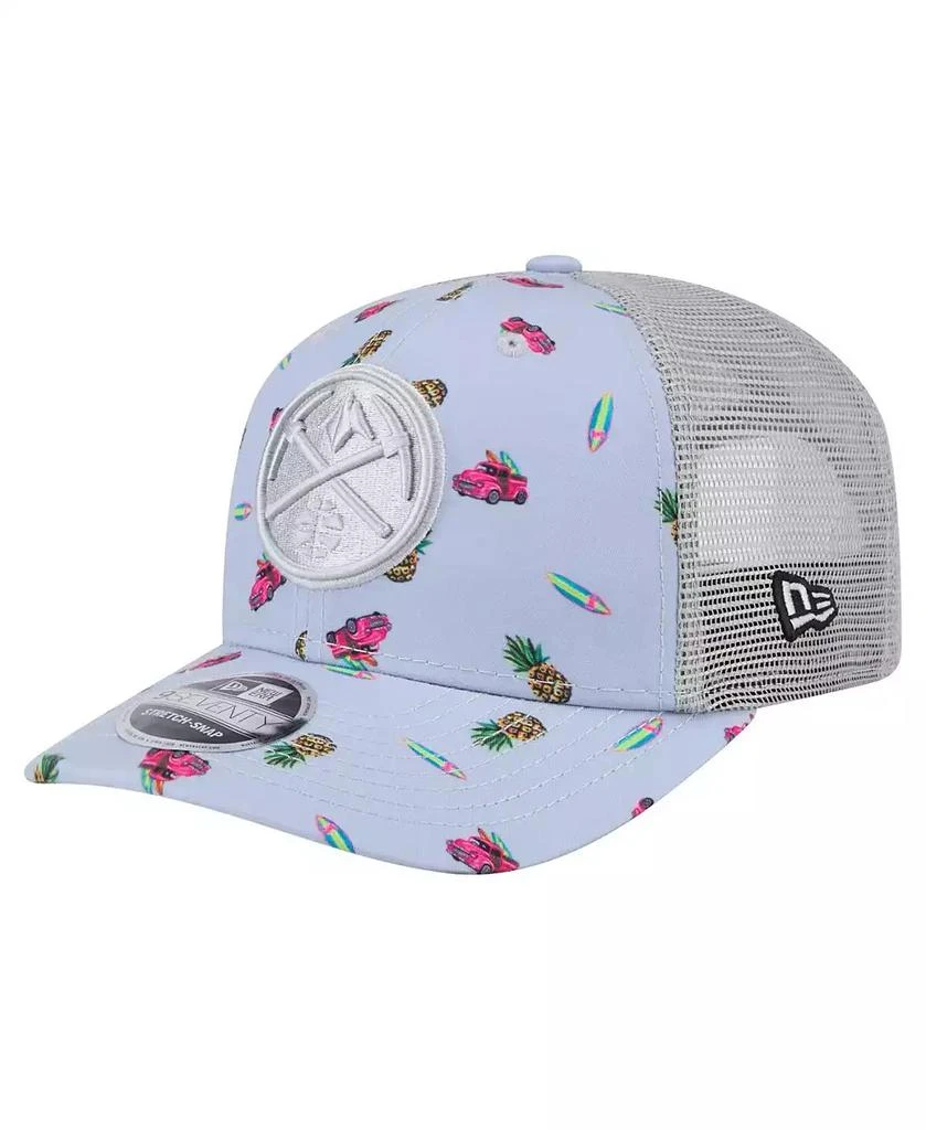 New Era Men's Light Blue/Gray Denver Nuggets Adventure Aloha Pattern 9SEVENTY Stretch-Snap Hat 1
