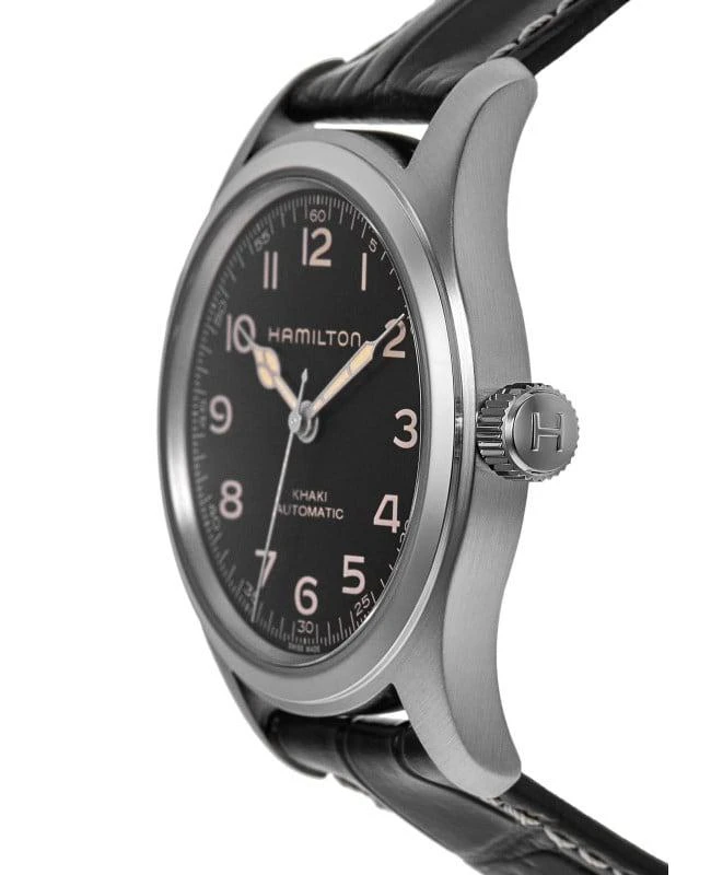 Hamilton Hamilton Khaki Field Murph Automatic Black Dial Leather Strap Men's Watch H70605731 3